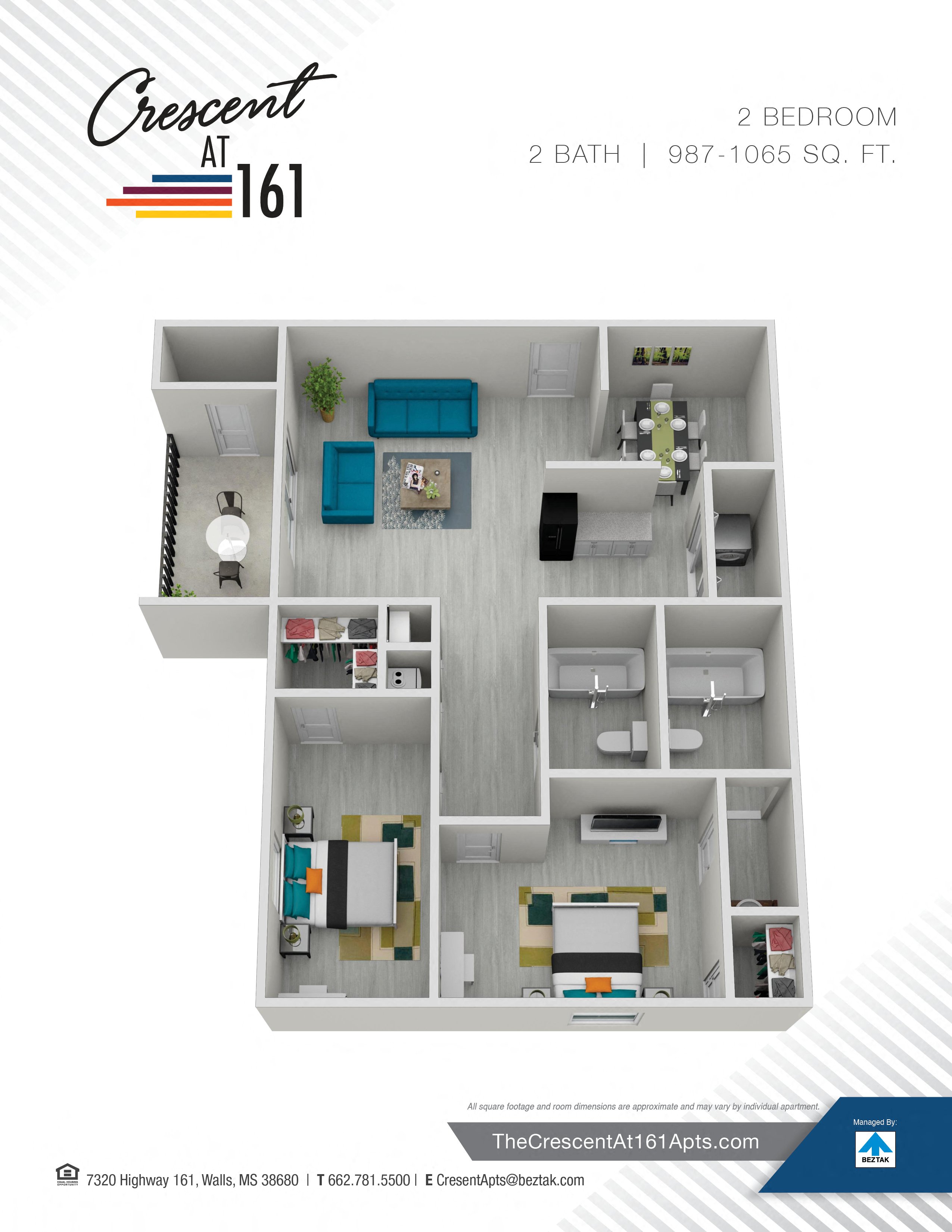 Renovated 2 Bedroom 2 Bath floor plan